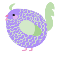 A lilac and gluppy chicken with a lace pattern