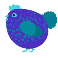 A indigo and sea chicken with a speckle pattern