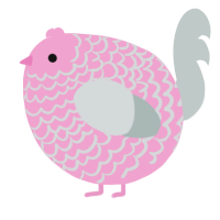 A pink and silver chicken with a lace pattern