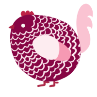 A maroon and rose chicken with a lace pattern
