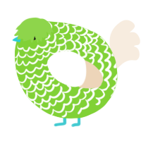 A grass and cream chicken with a lace pattern