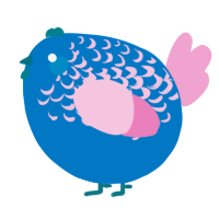 A sapphire and pink chicken with a half-lace pattern