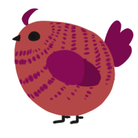 A red and wine chicken with a bar pattern