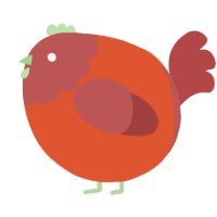 A vermilion and red chicken with a head pattern