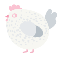 A white and mist chicken with a speckle pattern
