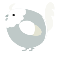 A silver and white chicken with a head pattern