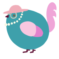 A cerulean and lavender chicken