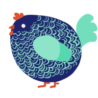A navy and mint chicken with a double-lace pattern