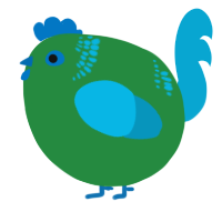 A viridian and cerulean chicken with a neck-band pattern