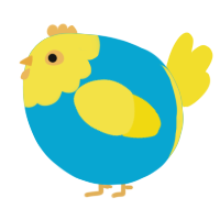 A cerulean and yellow chicken with a head pattern