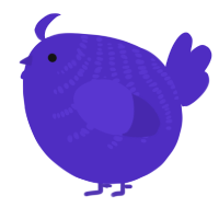 A indigo chicken with a half-bar pattern