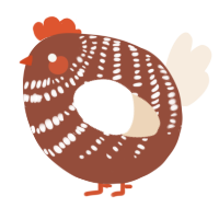 A russet and cream chicken with a bar pattern