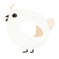 A white and cream chicken with a double-lace pattern