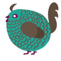 A turquoise and bark chicken with a lace pattern