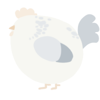 A white and mist chicken with a neck-speckle pattern