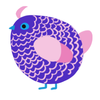 A indigo and pink chicken with a lace pattern