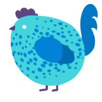 A aqua and sapphire chicken with a speckle pattern