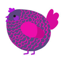 A overcast and fuchsia chicken with a lace pattern