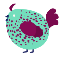 A mint and wine chicken with a speckle pattern