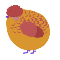 A orange and red chicken with a half-lace pattern