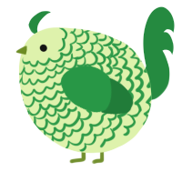 A apple and viridian chicken with a lace pattern