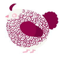 A white and maroon chicken with a double-lace pattern