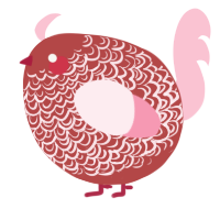 A red and rose chicken with a double-lace pattern