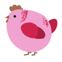 A pink and crimson chicken with a neck-band pattern