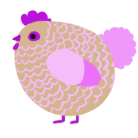 A beige and lavender chicken with a lace pattern