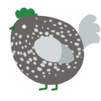 A grey and silver chicken with a speckle pattern