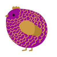 A plum and gold chicken with a lace pattern
