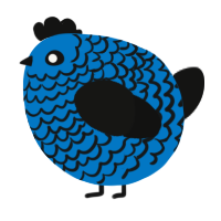 A sapphire and black chicken with a lace pattern
