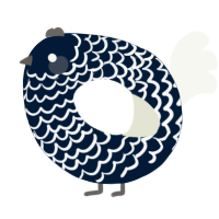 A tumblr and white chicken with a lace pattern