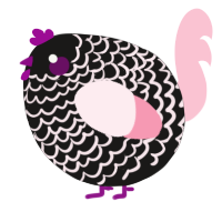 A sable and rose chicken with a lace pattern