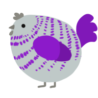 A silver and violet chicken with a bar pattern