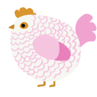 A white and pink chicken with a lace pattern