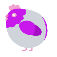 A mist and amethyst chicken with a head pattern