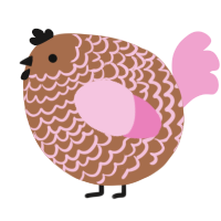 A brown and pink chicken with a lace pattern