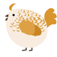 A cream and orange chicken with a half-lace pattern
