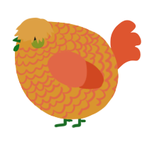 A orange and vermilion chicken with a lace pattern