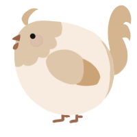 A cream and beige chicken with a head pattern