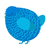 A sapphire and cerulean chicken with a lace pattern