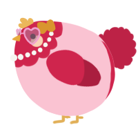 A rose and crimson chicken with a head pattern