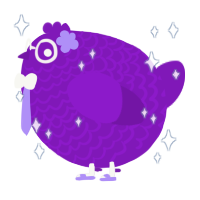 A violet chicken with a lace pattern