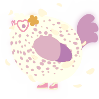 A mist and blurple chicken with a speckle pattern