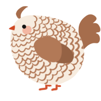 A cream and brown chicken with a lace pattern