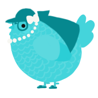 A aqua chicken with a lace pattern
