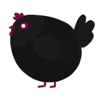 A black and sable chicken with a head pattern