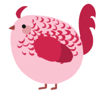 A rose and crimson chicken with a half-lace pattern