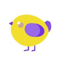 A yellow and blurple chicken